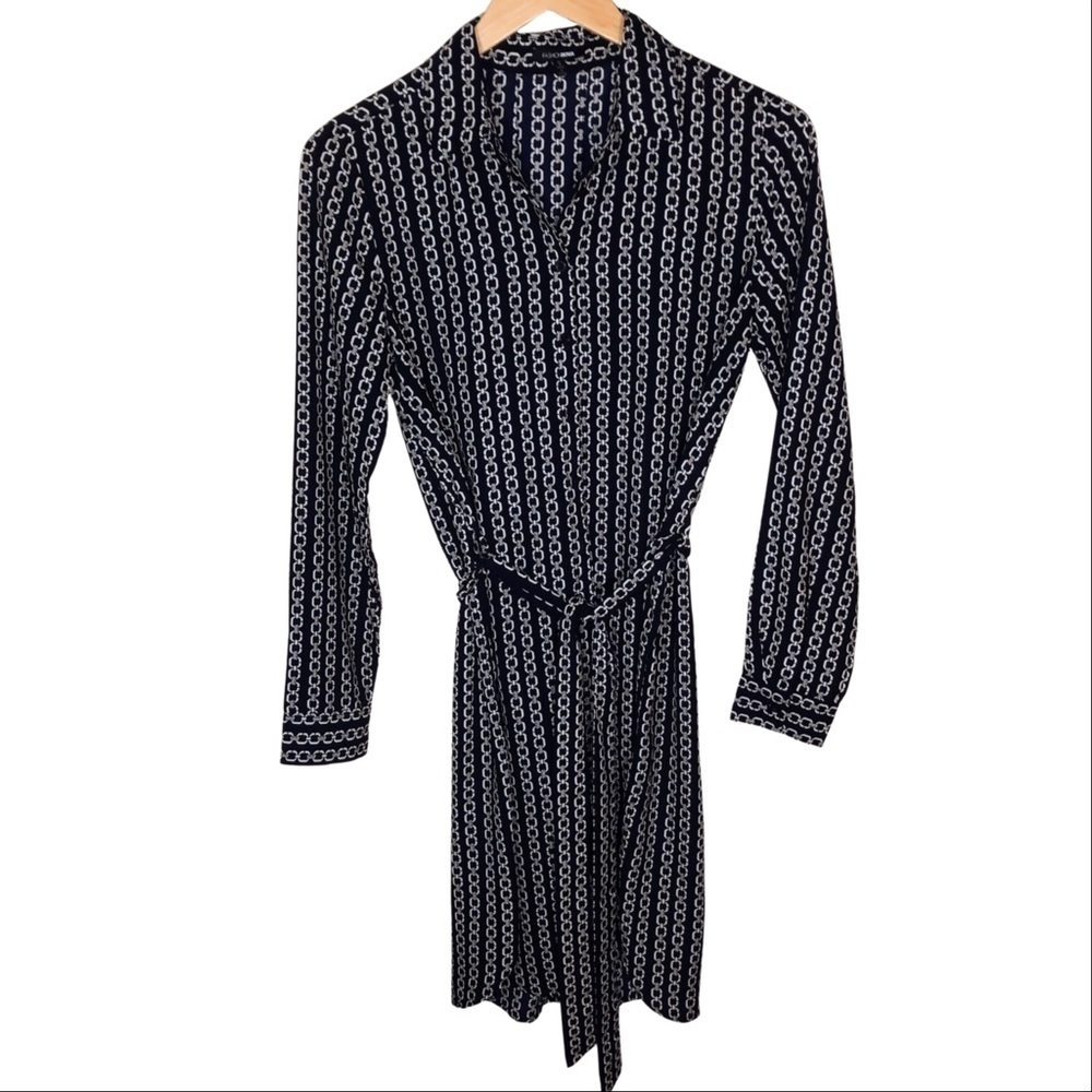 Fashion Nova Chain Of Events Navy Belted Dress Size Small
